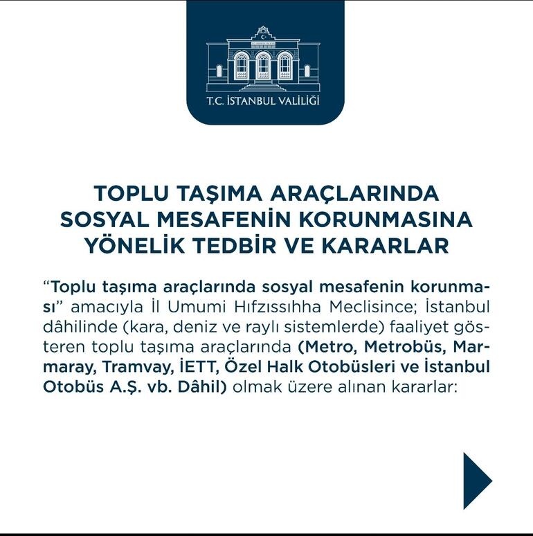 İstanbul Valiliğinden toplu taşıma kararı Pazartesi başlıyor